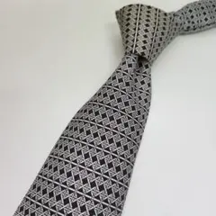 れ*ん様 HERMES エルメス ネクタイ 総柄 ブラック シルバー シルク