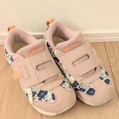 ASICS スクスク 18.5cm 花柄スニーカー ピンク