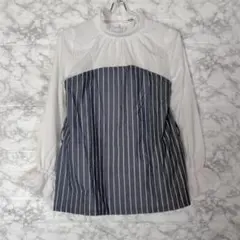 ストライプ トップス　リボン付き　Mサイズ
