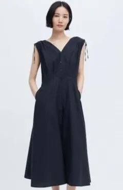 INES イネス UNIQLO ユニクロ コットンフレアVネックワンピース