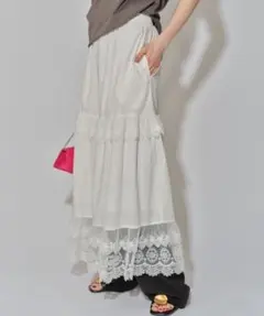 【限定値下げ】【YAE】レースティアードスカート白38