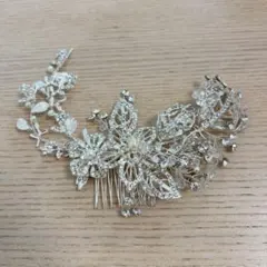 再値下！フラワー ビジュー ボンネ シルバーリーフヘッドドレス 単品