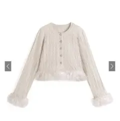 グレイル　GRL ファーケーブル編みニットカーディガン[fu301] ファー付き