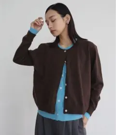 hellam 配色レイヤードニットカーディガン