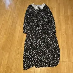 +Petit Standard 花柄ロングワンピース　襟付き　レース