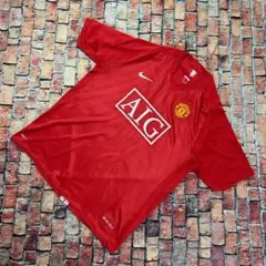 07-08 NIKE マンU AIG ホームユニフォーム 赤 L