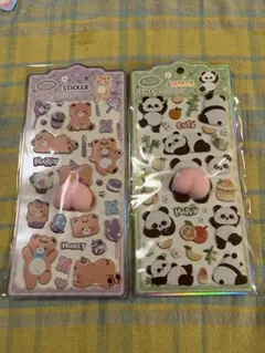 クマとパンダの立体シールセット