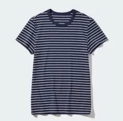 UNIQLO ソフトリブボーダークルーTシャツ　ネイビー　XLサイズ