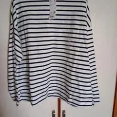 UNIQLO ボーダーTシャツ 長袖 オフホワイト Lサイズ