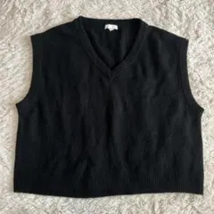 H&M エイチアンドエム オーバーサイズVネックニットベスト 黒 L