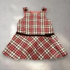 ミキハウス　ジャンバースカート　チェック　ピンク　90