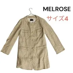 【MELROSE】メルローズ　ツイードコート　ベージュ　ミドル丈　金ボタン　4のサムネイル