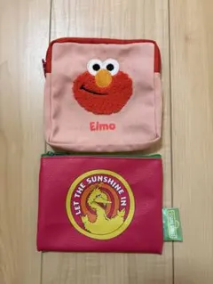 セサミストリート　モコモコ　フラット　ポーチ　セット