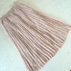 ジーユー ウエストゴム 花柄プリーツロングスカート ピンク系 XLサイズ