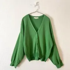 ☆【グローブ】ニットカーディガン Vネック フルボタン ドロップショールダー L