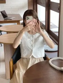 DHOLIC ゆづきセレクトアイテム ツイードジャケット アイボリー 完売品のサムネイル