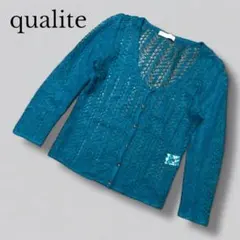 【qualite 】透かし編みニットカーディガン　モヘアブレンドのサムネイル