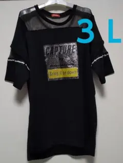 １０４１☆【難あり】【大きいサイズ】切り替えあみあみチュニック　3L