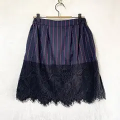 新品タグ付き✨️somari/レース切り替えスカート/ストライプ ウエストゴムのサムネイル