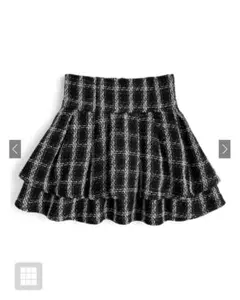 GRL gm827 ハイウエストツイードチェックフレアミニスカート