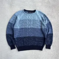 希少 90s〜 ヴィンテージ 古着 グラデーション デザインニット 水色 ブルー