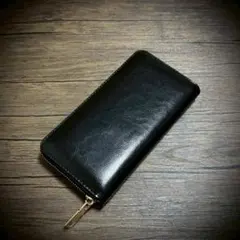 オイルレザー 長財布 メンズ レディース 大容量 ブラック 黒 本革 牛革