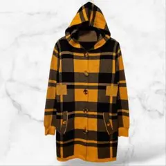 【HUANGXIYANG】フードチェスターコート チェック柄 カシミヤ ウール