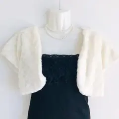 【Mサイズ】ふわふわボレロ 結婚式 二次会 お呼ばれ用 アイボリー