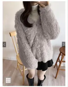 【スピード発送】グレイル GRL フェザーニットカーディガン グレージュ