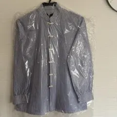 トリコ　Comme des Garçons ストライプ長袖シャツ　M マオカラーのサムネイル