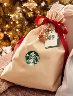 スタバ　ホリデー2025　ギフトバッグ　ゴールド