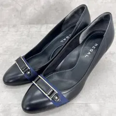 【美品】リーガル　REGAL バックル 23cm 本革 黒 パンプス バックル