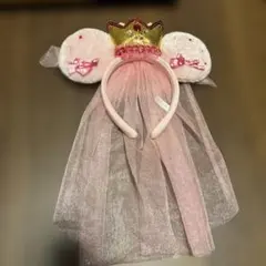 ミッキー耳カチューシャ 王冠付き ピンク