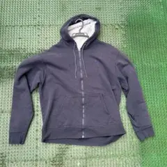 00s USA古着チャンピオン ジップアップパーカー 紺色 XL 無地スウェット