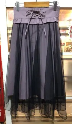 レースアップ/ロングチュールスカート　アベイル　くすみピンク　246273