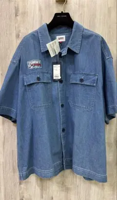 【未使用品】トミーフィルフィガー デニム半袖シャツ オーバーサイズ