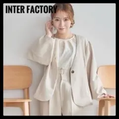 INTER FACTORY yumi. ランタンスリーブジャケット L ベージュのサムネイル