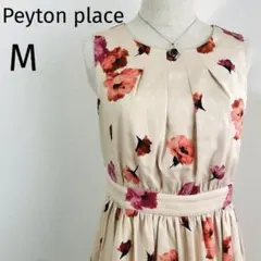 ペイトンプレイス　ノースリーブワンピース　花柄　ベージュM