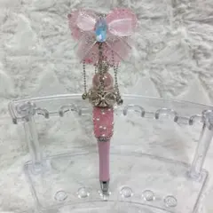 【現品】即購入⭕️ カスタムボールペン ピンク 蝶々 リボン お姫様