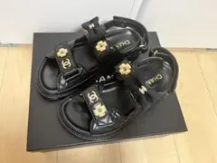 正規品 新品未使用 CHANEL サンダル リボン パールのサムネイル
