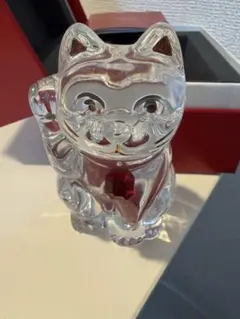 破格 新品未使用 Baccarat バカラ 招き猫 クリア レッド
