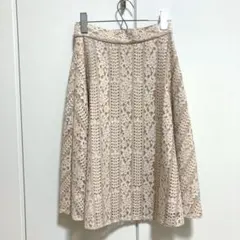 レースフレアスカート ピンクベージュ