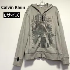 Calvin Klein ジップアップパーカー グラフィックプリント メンズ L