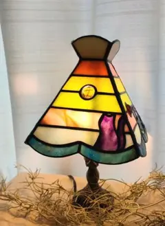 新品 ステンドグラス ハンドメイド 猫のランプのサムネイル
