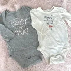 baby GAP長袖ロンパース2枚セット グレー・ホワイト
