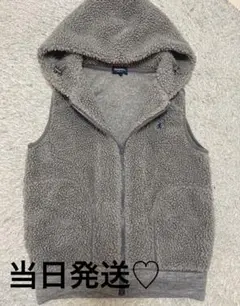 当日発送♡ Gymphlex ボア ベストパーカー　グレー　ダブルジップ
