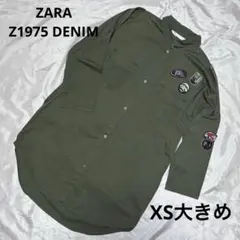 ZARA Z1975DENIMミリタリーシャツワンピースカーキXS大きめ