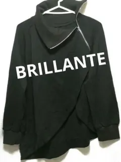 美品BRILLANTE　個性的縦横ストレッチジップアップ変形プルオーバーブラックのサムネイル