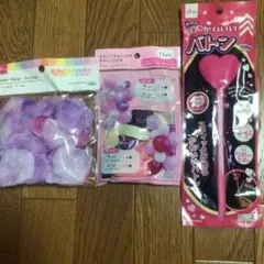 パーティーグッズ3点セット フラワーペタル デコレーションバルーン ひかるバトン