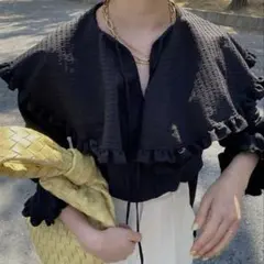 mamu_online フリルメローブラウス　ブラック